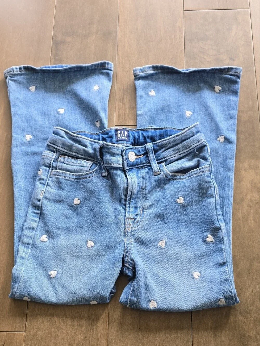 GAP Light Blue Denim Jeans with White Heart Embroidery